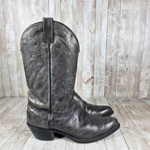 Wrangler Mens Western Cowboy Boots Black Metallic Leather Square Toe Size 9D